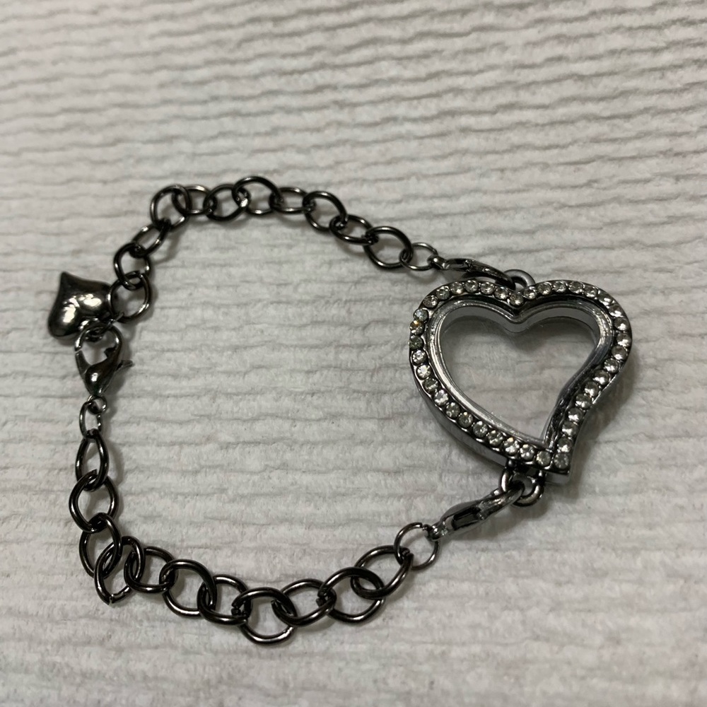 Gray black living memory locket bracelet